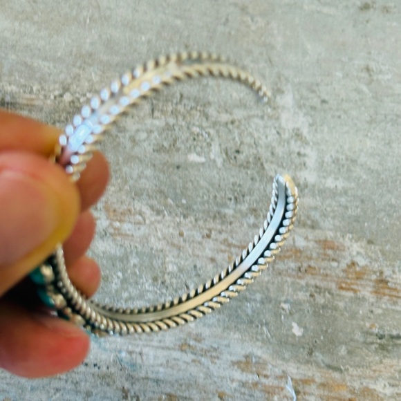 SOLD ♥️ Navajo ♥️ James King Sterling Silver & Turquoise Stacker Cuff - Picture 9 of 13